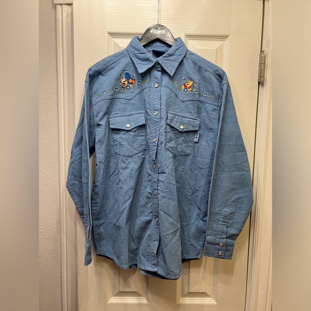 Vintage 90s Winnie the Pooh Tigger Corduroy Button Up Longsleeve Shirt